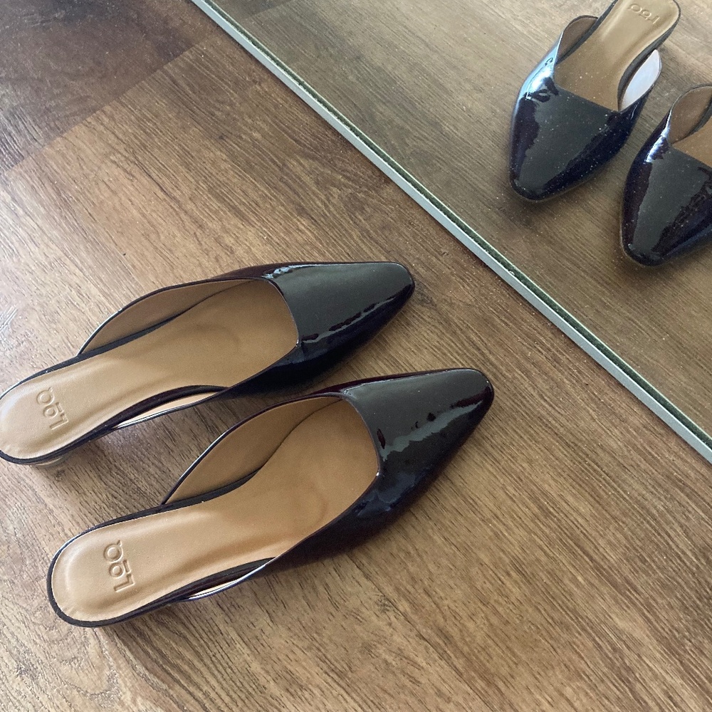 LOQ patent leather mules unworn
